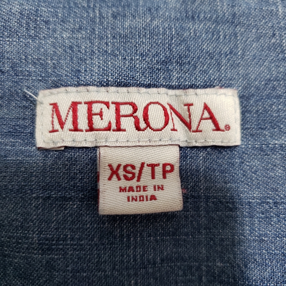 Merona Ombre Denim Longsleeve Button-down Shirt Women's Size XS Chambray Blue - Picture 5 of 7